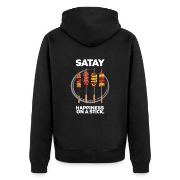 Satay Bonheur Sur Un Bâton - Veste à capuche bio Premium Unisexe - noir - Dos - Nico (187cm)