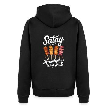 Satay Happiness On A Stick - Unisex Premium Bio Zip Hoodie - Schwarz - Hinten - Nico (187cm)