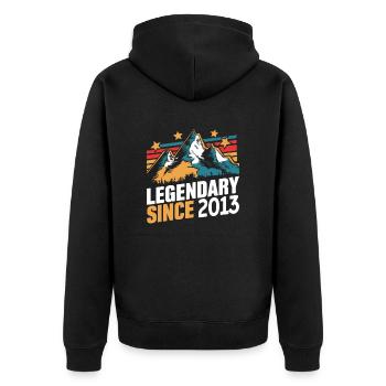 Legendary since 2013 Vintage Mountain Retro Mountains - Unisex Premium Organic Zip Hoodie - black - Back - Nico (187cm)