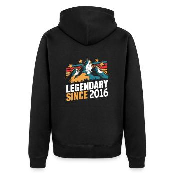 Legendary since 2016 Vintage Mountain Retro Mountains - Unisex Premium Organic Zip Hoodie - black - Back - Nico (187cm)