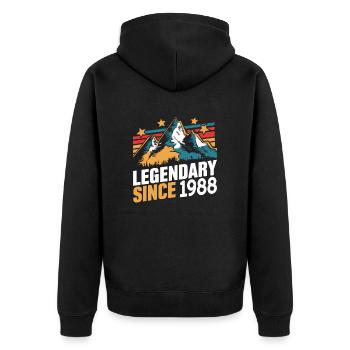 Legendary since 1988 Vintage Mountain Retro Mountains - Unisex Premium Organic Zip Hoodie - black - Back - Nico (187cm)