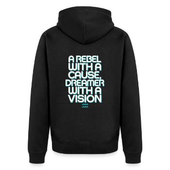 Aquarius zodiac sign Rebel with vision - Unisex Premium Organic Zip Hoodie - black - Back - Nico (187cm)