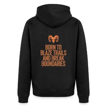 Aries Character Zodiac Sign Born Around Borders - Unisex Premium Organic Zip Hoodie - black - Back - Nico (187cm)