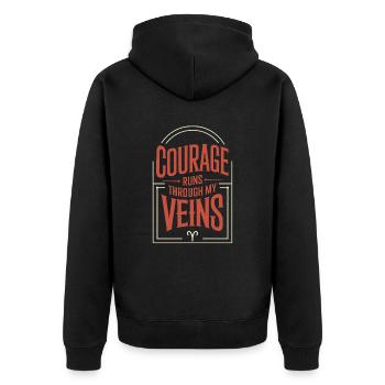 Mut Fließt Durch Meine Adern Widder Sternzeichen - Unisex Premium Bio Zip Hoodie - Schwarz - Hinten - Nico (187cm)