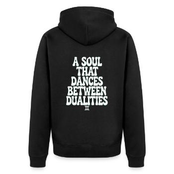 Gémeaux : l’âme danse, entre les dualités - Veste à capuche bio Premium Unisexe - noir - Dos - Nico (187cm)