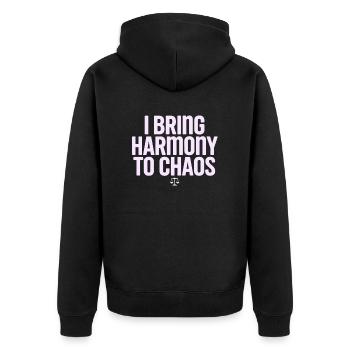 Libra Zodiac Sign: I Bring Harmony - Unisex Premium Organic Zip Hoodie - black - Back - Nico (187cm)