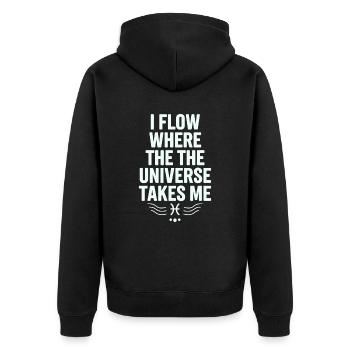Ich Fließe Wo Das Universum Mich Hinführt Fische - Unisex Premium Bio Zip Hoodie - Schwarz - Hinten - Nico (187cm)