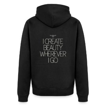 Stier Sternzeichen: Ich Schaffe Schönheit, Wo - Unisex Premium Bio Zip Hoodie - Schwarz - Hinten - Nico (187cm)
