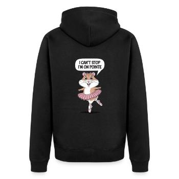 Niedliche Hamster Ballerina Im Ballettrausch - Unisex Premium Bio Zip Hoodie - Schwarz - Hinten - Nico (187cm)