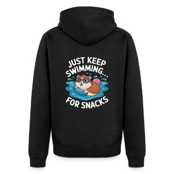 Hamster nageur : continuez à nager pendant - Veste à capuche bio Premium Unisexe - noir - Dos - Nico (187cm)