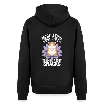 Yoga pour hamster : méditez mais pensez aux collations - Veste à capuche bio Premium Unisexe - noir - Dos - Nico (187cm)