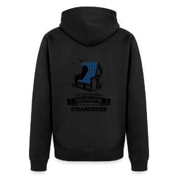 Ich brauche keine Therapie - Strandkorb - Unisex Premium Bio Zip Hoodie - Schwarz - Hinten - Nico (187cm)