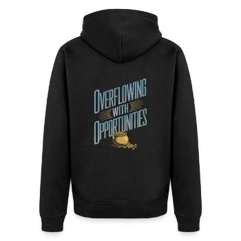 Manifesting Abundance with Possibilities - Unisex Premium Organic Zip Hoodie - black - Back - Nico (187cm)