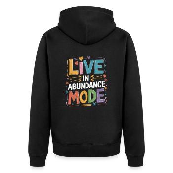 Vivre en mode abondance Manifestation Citation - Veste à capuche bio Premium Unisexe - noir - Dos - Nico (187cm)