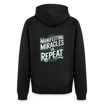 Manifesting Miracles Again and Again Quote - Unisex Premium Organic Zip Hoodie - black - Back - Nico (187cm)