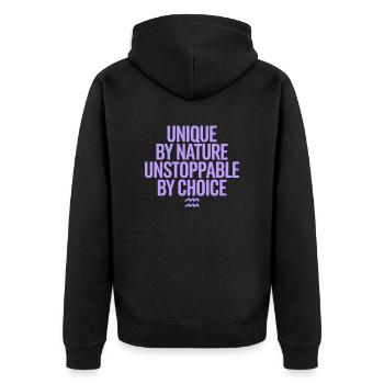 Wassermann Sternzeichen Einzigartig Von Natur Aus - Unisex Premium Bio Zip Hoodie - Schwarz - Hinten - Nico (187cm)