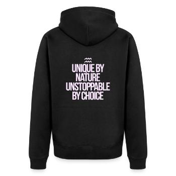 Aquarius character unique by nature - Unisex Premium Organic Zip Hoodie - black - Back - Nico (187cm)