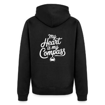Cancer Zodiac Sign My Heart My Compass - Unisex Premium Organic Zip Hoodie - black - Back - Nico (187cm)