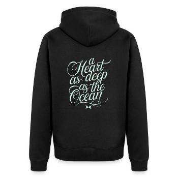 Pisces Zodiac Sign: A Heart As Deep As The - Unisex Premium Organic Zip Hoodie - black - Back - Nico (187cm)