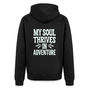 Mon être s’épanouit dans l’aventure Signe du zodiaque Sagittaire - Veste à capuche bio Premium Unisexe - noir - Dos - Nico (187cm)