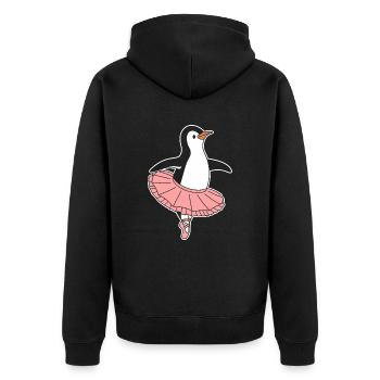 Pinguin Ballerina Im Tutu Tanz - Unisex Premium Bio Zip Hoodie - Schwarz - Hinten - Nico (187cm)