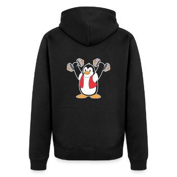 Pingouin avec haltères motif de fitness - Veste à capuche bio Premium Unisexe - noir - Dos - Nico (187cm)