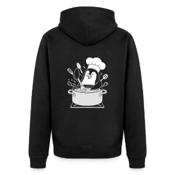 Cooking Penguin Chef Hat Fun - Unisex Premium Organic Zip Hoodie - black - Back - Nico (187cm)