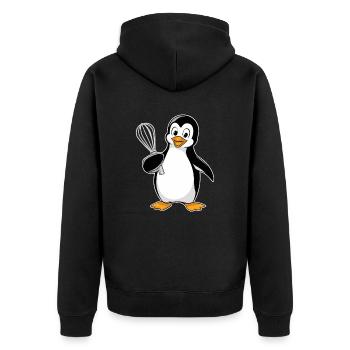 Cheerful penguin with whisk for - Unisex Premium Organic Zip Hoodie - black - Back - Nico (187cm)
