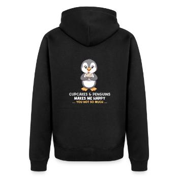 Cupcakes & Penguins Make Me Happy - Unisex Premium Organic Zip Hoodie - black - Back - Nico (187cm)