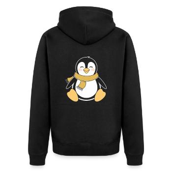 Fröhlicher Pinguin Mit Schal Für Winterfreunde - Unisex Premium Bio Zip Hoodie - Schwarz - Hinten - Nico (187cm)