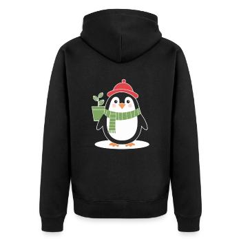Gartenfreundlicher Pinguin für Gartenfreunde - Unisex Premium Bio Zip Hoodie - Schwarz - Hinten - Nico (187cm)