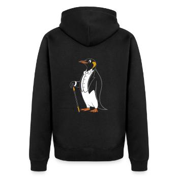 Elegant penguin in tailcoat with walking stick - Unisex Premium Organic Zip Hoodie - black - Back - Nico (187cm)