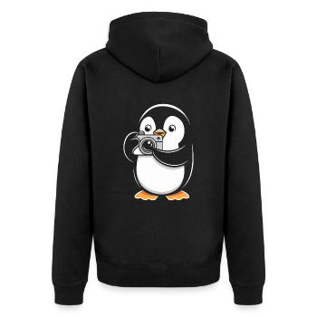 Penguin With Camera Photographer Hobby Photography - Unisex Premium Organic Zip Hoodie - black - Back - Nico (187cm)