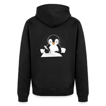Pinguin Schriftsteller Autor Kreativ - Unisex Premium Bio Zip Hoodie - Schwarz - Hinten - Nico (187cm)
