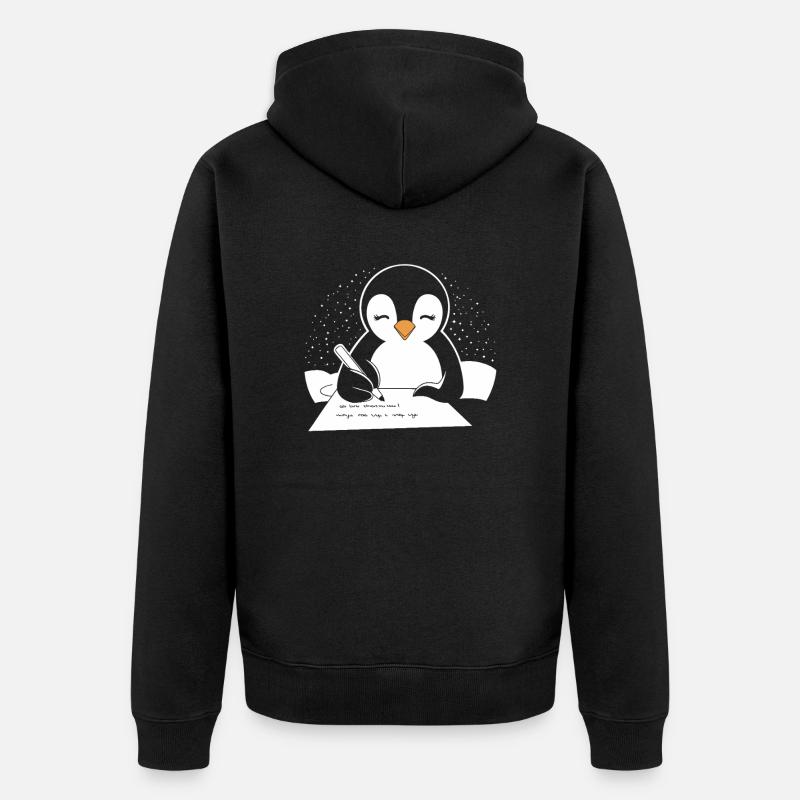 Pingouin, Écrivain, Auteur, Créatif - Veste à capuche bio Premium Unisexe - noir