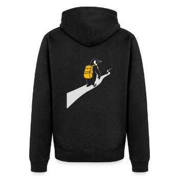Pinguin hiking Hiking Hiker Abenteuer - Unisex Premium Bio Zip Hoodie - Schwarz - Hinten - Nico (187cm)