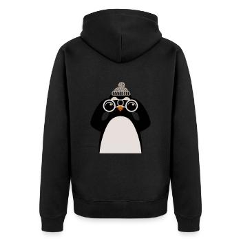 Pingouin avec jumelles et motif de casquette - Veste à capuche bio Premium Unisexe - noir - Dos - Nico (187cm)