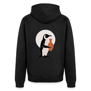 Penguin with Ceramic Vase Artistic Pottery - Unisex Premium Organic Zip Hoodie - black - Back - Nico (187cm)