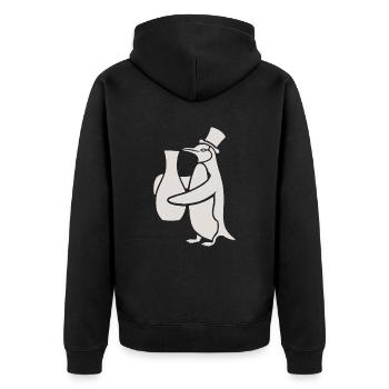 Penguin with Hat and Ceramic Vase Masterpiece - Unisex Premium Organic Zip Hoodie - black - Back - Nico (187cm)
