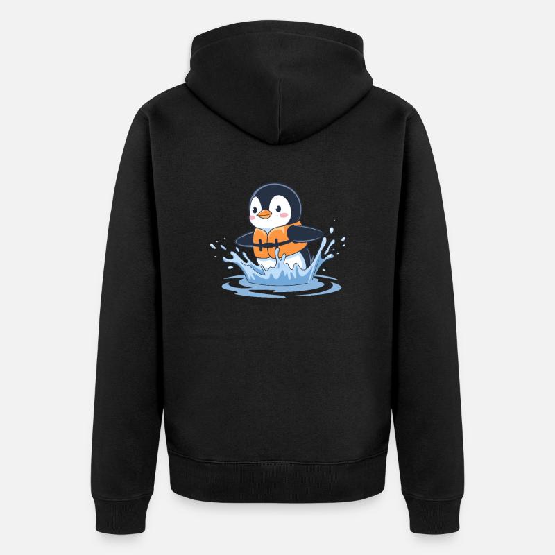 Nageur pingouin nageur joyeux - Veste à capuche bio Premium Unisexe - noir