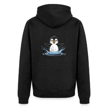 Happy Penguin Swimming Spritz - Unisex Premium Organic Zip Hoodie - black - Back - Nico (187cm)