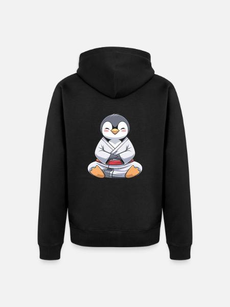 Judo Penguin Meditation Masterful - Unisex Premium Organic Zip Hoodie - black