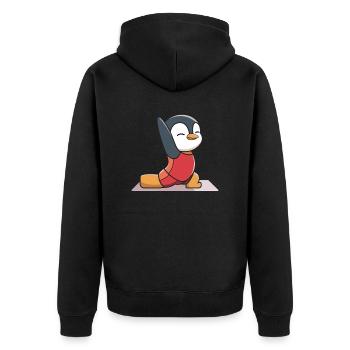 Niedlicher Pinguin Yoga Pose für Kinder und - Unisex Premium Bio Zip Hoodie - Schwarz - Hinten - Nico (187cm)
