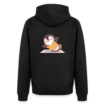 Happy Penguin Yoga Exercise Joy - Unisex Premium Organic Zip Hoodie - black - Back - Nico (187cm)