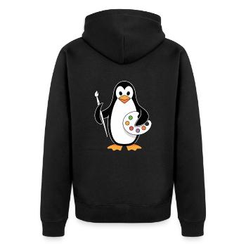 Creative Penguin Artist Fun - Unisex Premium Organic Zip Hoodie - black - Back - Nico (187cm)