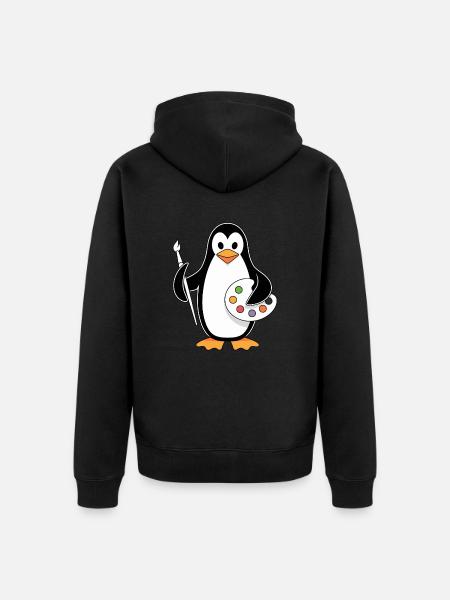 Creative Penguin Artist Fun - Unisex Premium Organic Zip Hoodie - black