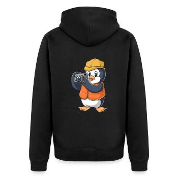 Photographier un pingouin avec un appareil photo - Veste à capuche bio Premium Unisexe - noir - Dos - Nico (187cm)