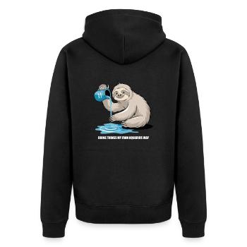 Aquarius Sloth: Do It Your Way - Unisex Premium Organic Zip Hoodie - black - Back - Nico (187cm)