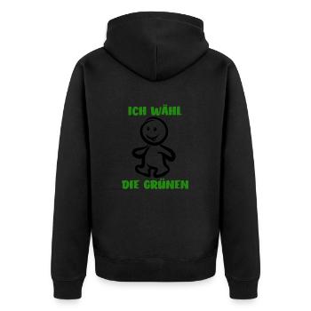 Ich wähl die Grünen - Wähler - Stimme - Unisex Premium Bio Zip Hoodie - Schwarz - Hinten - Nico (187cm)