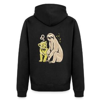 Aventure de paresseux du zodiaque Lion avec Leo - Veste à capuche bio Premium Unisexe - noir - Dos - Nico (187cm)